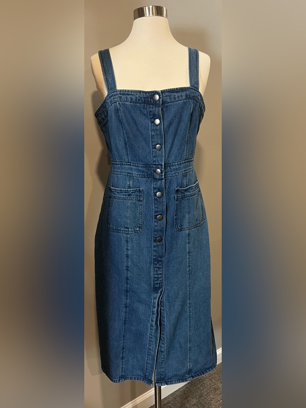 Denim Button-Front Midi Dress - BB Dakota